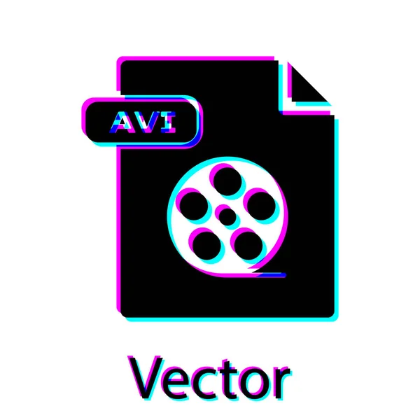 Schwarze avi-Datei Dokument. AVI-Symbol auf weißem Hintergrund isoliert herunterladen. avi-Dateisymbol. Vektorillustration — Stockvektor