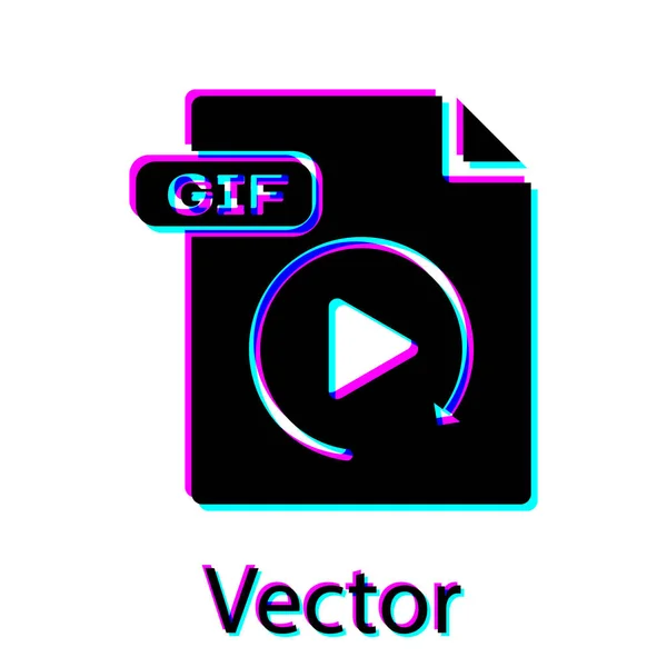Documento de arquivo GIF preto. Baixar ícone de botão gif isolado no fundo branco. Símbolo de ficheiro GIF. Ilustração vetorial — Vetor de Stock