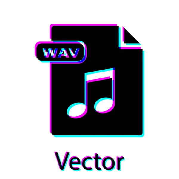 Schwarze wav-Datei Dokument. herunterladen wav-Taste Symbol isoliert auf weißem Hintergrund. wav waveform Audio-Dateiformat für digitale Audio Riff-Dateien. Vektorillustration — Stockvektor