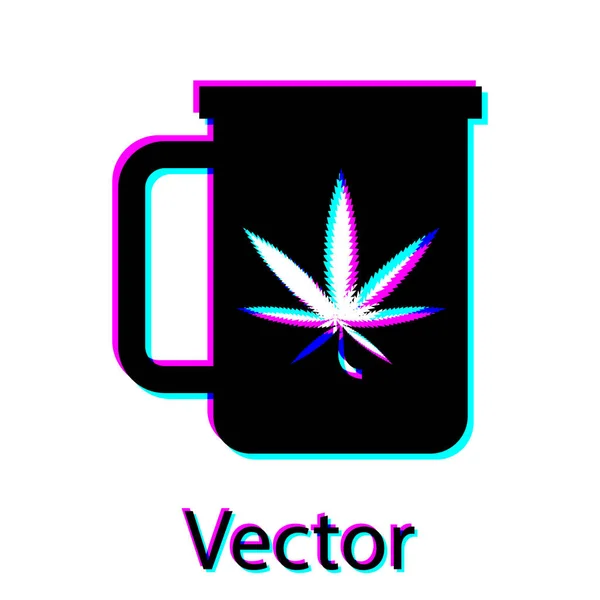 Thé Black Cup avec de la marijuana ou une icône de feuille de cannabis isolé sur fond blanc. Légalisation de la marijuana. Symbole de chanvre. Illustration vectorielle — Image vectorielle