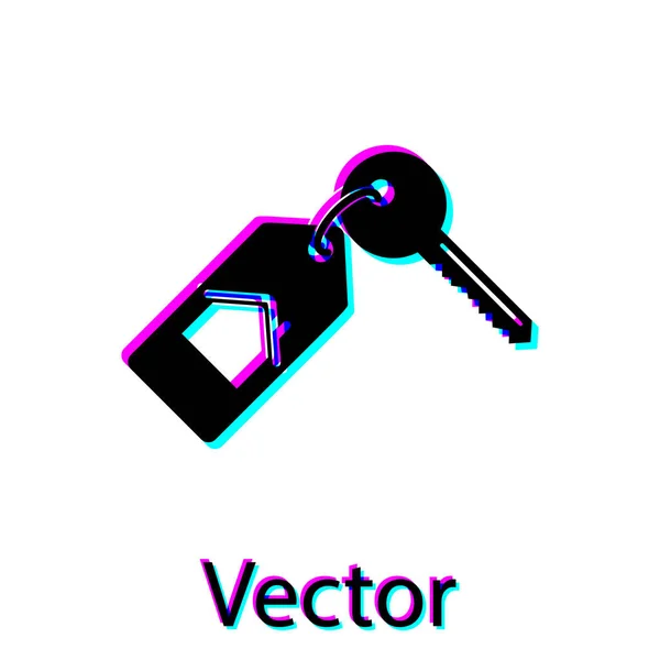 Casa Negra con icono clave aislado sobre fondo blanco. El concepto de llave en mano de la casa. Ilustración vectorial — Vector de stock