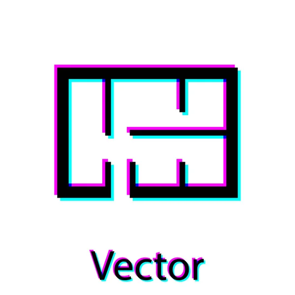Schwarzes Haus-Plan-Symbol isoliert auf weißem Hintergrund. Vektorillustration — Stockvektor