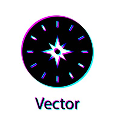 Siyah Pusula simgesi beyaz arkaplanda izole edildi. Rüzgâr yön bulma sembolü. Rüzgar gül işareti. Vektör İllüstrasyonu