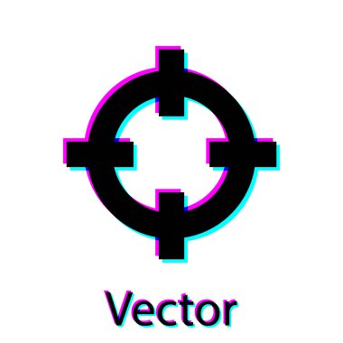 Siyah Hedef spor çekim rekabet simgesi beyaz arka plan üzerinde izole için. Atış mesafesi veya atış için numaralarla hedefi temizleyin. Vektör İllüstrasyonu