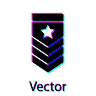 Siyah Chevron simgesi beyaz arka plan üzerinde izole. Askeri rozet işareti. Vektör İllüstrasyonu