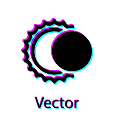 Güneş tutulması simgesi beyaz arkaplanda izole edilmiş. Tam sonar tutulması. Vektör İllüstrasyonu