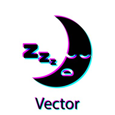 Siyah Ay simgesi beyaz arka planda yalıtılmış. Bulutlu gece işareti. Uyku rüyaları sembolü. Gece ya da yatak saati işareti. Vektör İllüstrasyonu