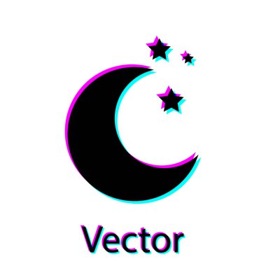 Siyah Ay ve yıldızlar simgesi beyaz arka planda izole. Vektör İllüstrasyonu