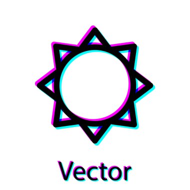 Siyah Güneş simgesi beyaz arka plan üzerinde izole. Vektör İllüstrasyonu