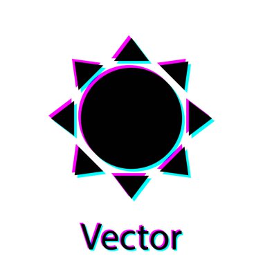 Siyah Güneş simgesi beyaz arka plan üzerinde izole. Vektör İllüstrasyonu