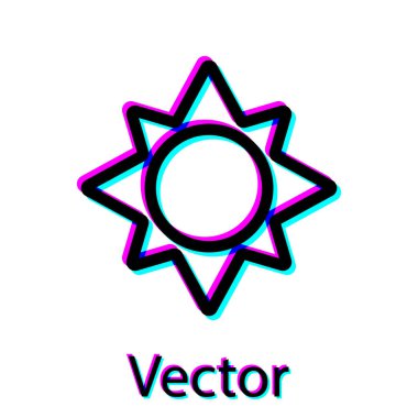 Siyah Güneş simgesi beyaz arka plan üzerinde izole. Vektör İllüstrasyonu