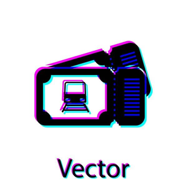 Svart tågbiljett ikon isolerad på vit bakgrund. Resa med järnväg. Vektor illustration — Stock vektor