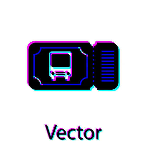 Ícone de bilhete de ônibus preto isolado no fundo branco. Bilhete de transporte público. Ilustração vetorial — Vetor de Stock