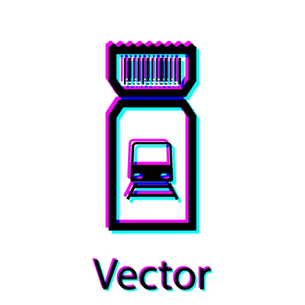 Schwarzes Zugfahrschein-Symbol auf weißem Hintergrund. Bahnfahren. Vektorillustration — Stockvektor