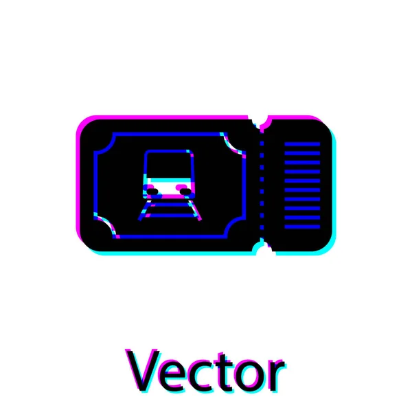 Ícone de bilhete de trem preto isolado no fundo branco. Viaje de trem. Ilustração vetorial — Vetor de Stock