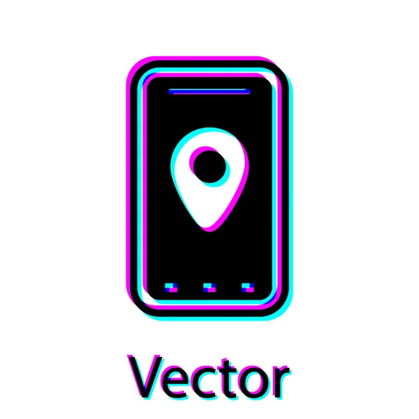 Black Infographic of city map navigation icon isolated on white background (en inglés). Diseño de concepto de interfaz de aplicación móvil. Concepto de geolacación. Ilustración vectorial — Vector de stock