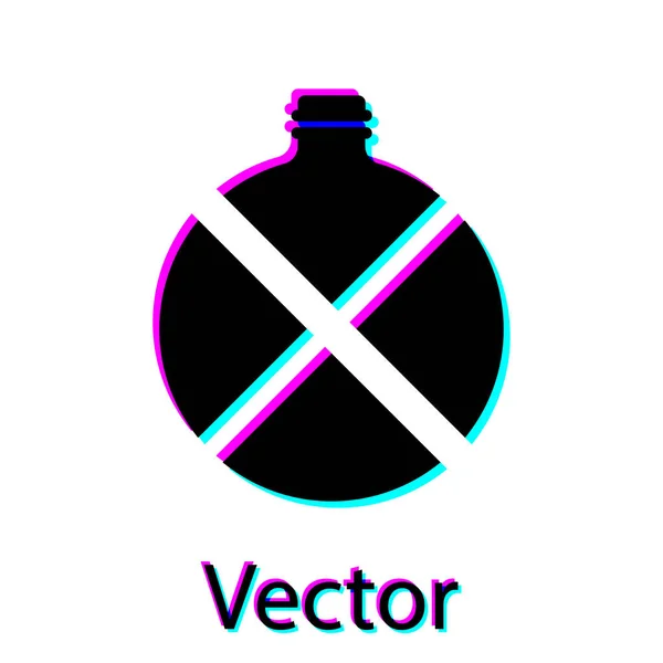 Icono de botella de agua de cantina negra aislado sobre fondo blanco. Icono del frasco turístico. Tarro de uso del agua en la campaña. Ilustración vectorial — Vector de stock