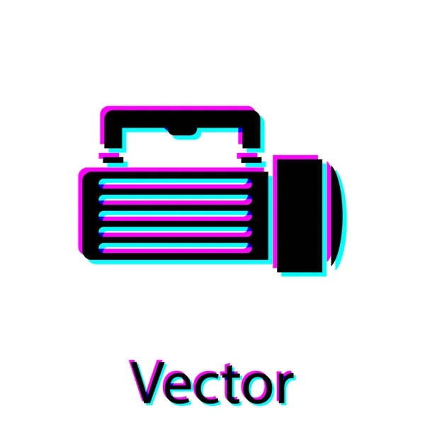 Ícone de lanterna preta isolado no fundo branco. Alça lanterna turística. Ilustração vetorial — Vetor de Stock