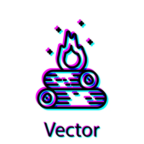 Schwarzes Lagerfeuersymbol isoliert auf weißem Hintergrund. Lagerfeuer mit Holz brennen. Vektorillustration — Stockvektor