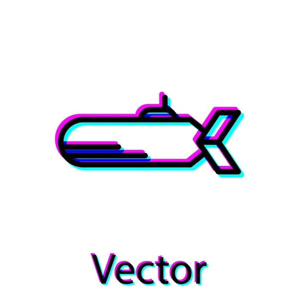 Icono del Submarino Negro aislado sobre fondo blanco. Nave militar. Ilustración vectorial — Archivo Imágenes Vectoriales
