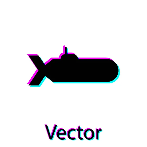 Icono del Submarino Negro aislado sobre fondo blanco. Nave militar. Ilustración vectorial — Vector de stock