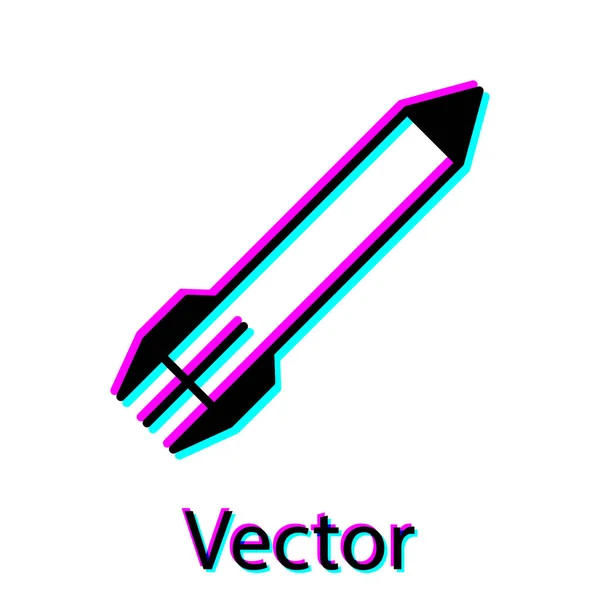 Schwarzes Raketensymbol isoliert auf weißem Hintergrund. Vektorillustration — Stockvektor