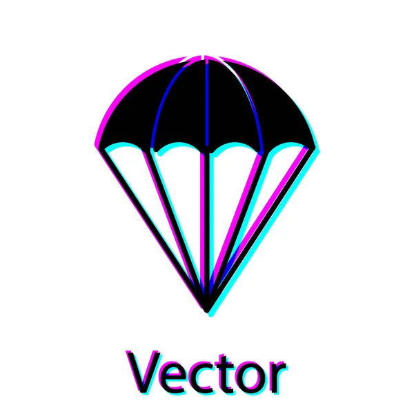 Ícone de paraquedas preto isolado no fundo branco. Ilustração vetorial — Vetor de Stock