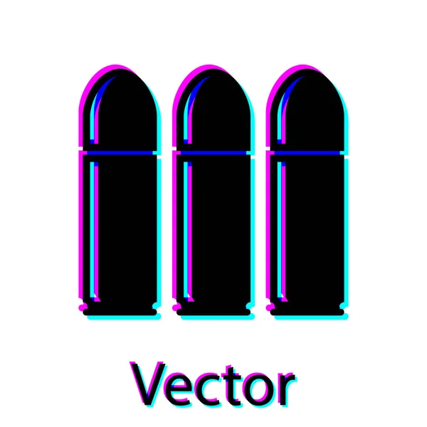 Icono de bala negra aislado sobre fondo blanco. Ilustración vectorial — Vector de stock