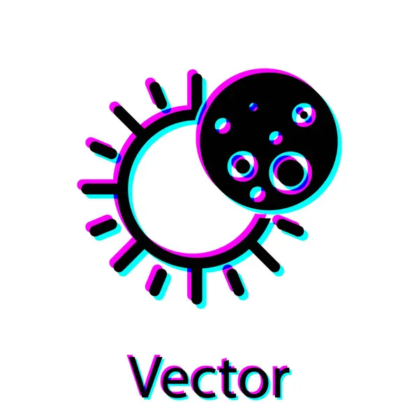 Eclipse preto do ícone do sol isolado no fundo branco. Eclipse total do sonar. Ilustração vetorial — Vetor de Stock