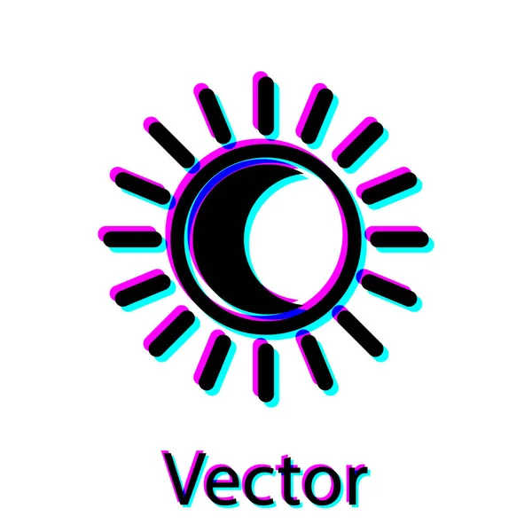 Schwarze Finsternis des Sonnensymbols isoliert auf weißem Hintergrund. Totale Sonarfinsternis. Vektorillustration — Stockvektor