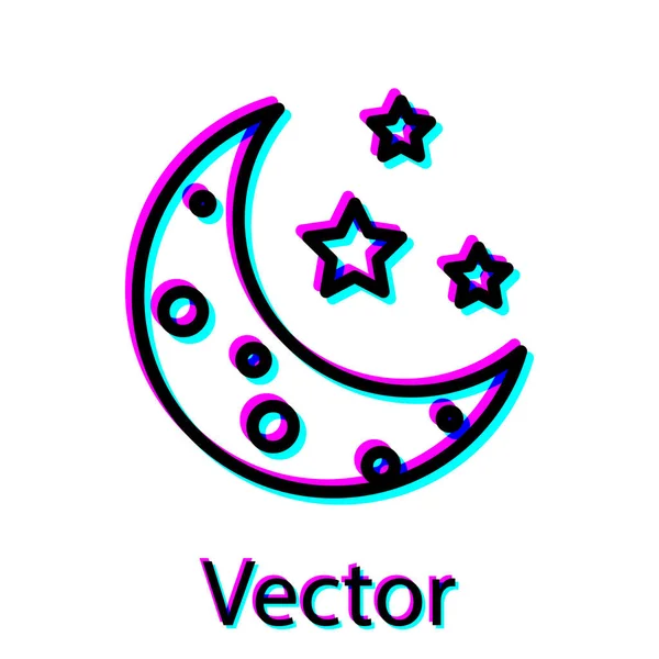 Siyah Ay ve yıldızlar simgesi beyaz arka planda izole. Vektör İllüstrasyonu