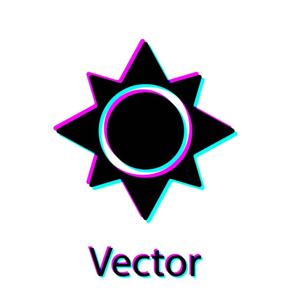 Icono Sol Negro aislado sobre fondo blanco. Ilustración vectorial — Vector de stock