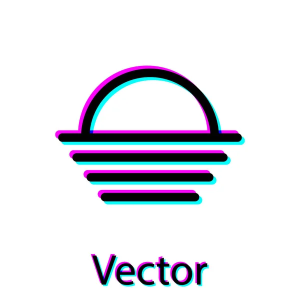 Schwarzes Sonnenuntergang-Symbol isoliert auf weißem Hintergrund. Vektorillustration — Stockvektor