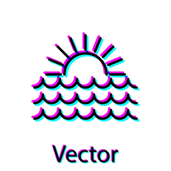 Icône Coucher de soleil noir isolé sur fond blanc. Illustration vectorielle — Image vectorielle