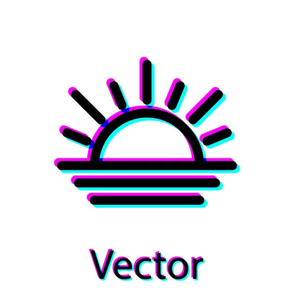 Schwarzes Sonnenuntergang-Symbol isoliert auf weißem Hintergrund. Vektorillustration — Stockvektor