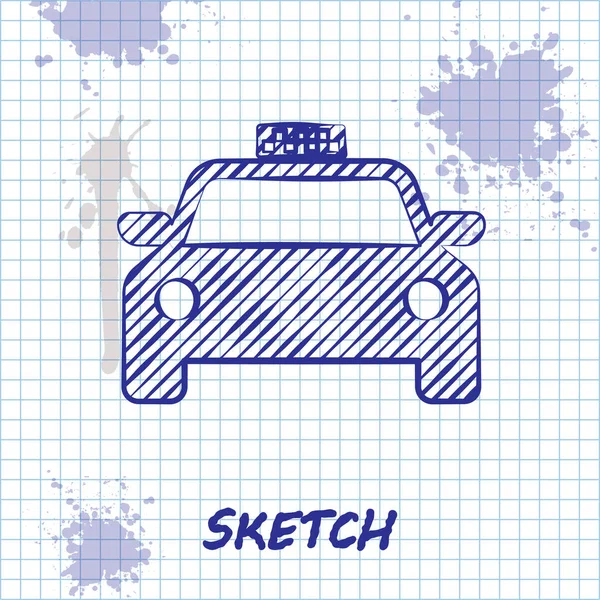 Sketch line Táxi ícone do carro isolado no fundo branco. Ilustração vetorial — Vetor de Stock