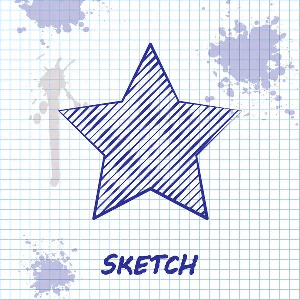 Sketch line Ícone de estrela isolado no fundo branco. Favorito, melhor classificação, símbolo de prêmio. Ilustração vetorial — Vetor de Stock