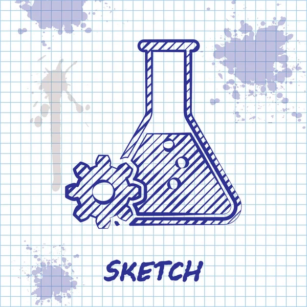 Skizze Linie Bioengineering Symbol isoliert auf weißem Hintergrund. Element der Genetik und Bioengineering-Ikone. Biologie, Molekül, chemisches Symbol. Vektorillustration — Stockvektor