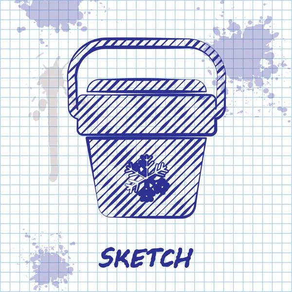 Sketch line ícone saco refrigerador isolado no fundo branco. Saco portátil do congelador. Frigorífico portátil. Ilustração vetorial — Vetor de Stock