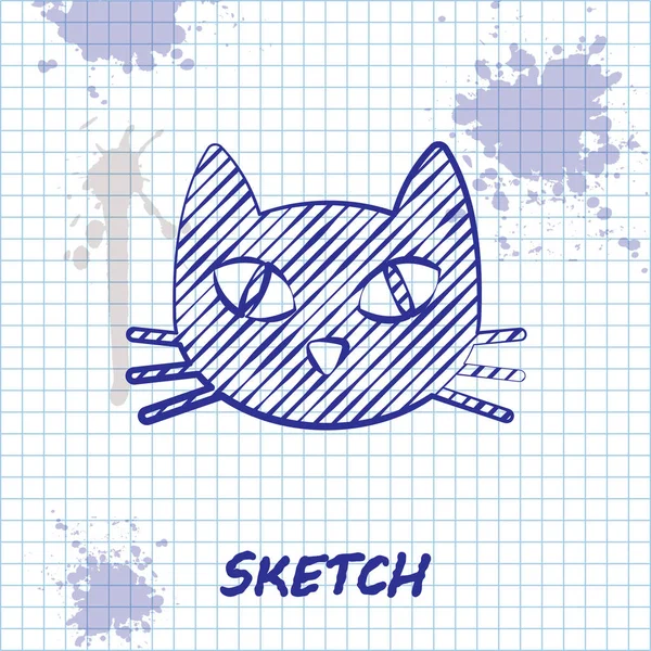 Linie náčrtu Cat ikona izolovaná na bílém pozadí. Vektorová ilustrace — Stockový vektor