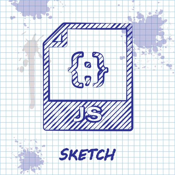 Sketch line Documento de arquivo JS. Baixe o ícone do botão js isolado no fundo branco. Símbolo de ficheiro JS. Ilustração vetorial — Vetor de Stock