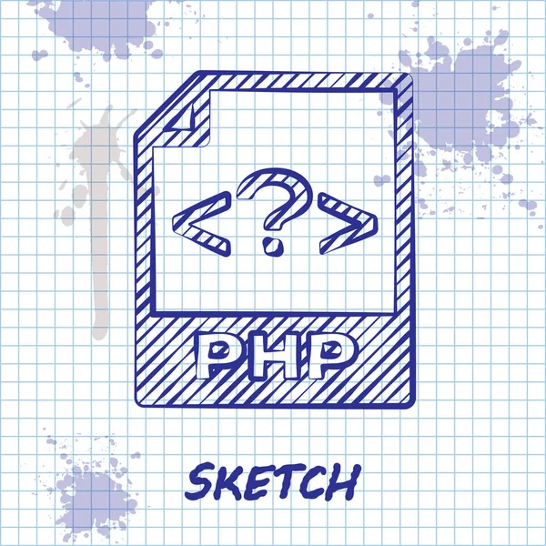 Documento de archivo PHP de línea de boceto. Descargar icono del botón php aislado sobre fondo blanco. Símbolo de archivo PHP. Ilustración vectorial — Vector de stock