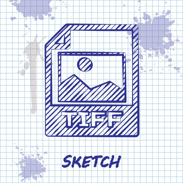 Dokument pliku TIFF w wierszu szkicu. Pobierz ikonę TIFF na białym tle. Symbol pliku TIFF. Ilustracja wektorowa — Wektor stockowy