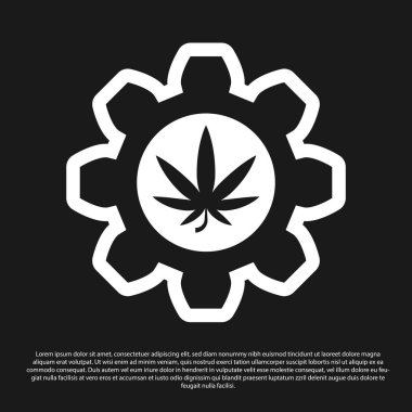 Siyah arka planda izole marihuana veya kenevir yaprağı simgesi ile Siyah Kimyasal test tüpü. Araştırma konsepti. Laboratuvar Cbd yağ konsepti. Vektör İllüstrasyonu