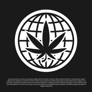 Siyah arka planda izole edilmiş marihuana veya kenevir küresi sembolü simgesini yasallaştırın. Kenevir sembolü. Vektör İllüstrasyonu