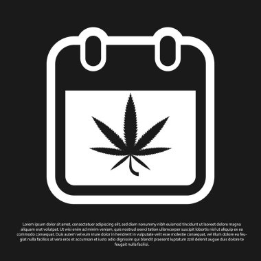Kara takvim ve marihuana ya da kenevir yaprağı ikonu siyah arka planda izole edilmiş. Ulusal esrar günü. Kenevir sembolü. Vektör İllüstrasyonu