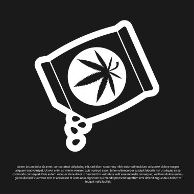Siyah arka plan üzerinde izole bir çanta simgesi siyah Esrar veya kenevir tohumu. Kenevir sembolü. Marihuana ekim süreci. Vektör İllüstrasyonu