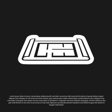 Siyah Ev planı simgesi siyah arka plan üzerinde yalıtılmış. Vektör İllüstrasyonu