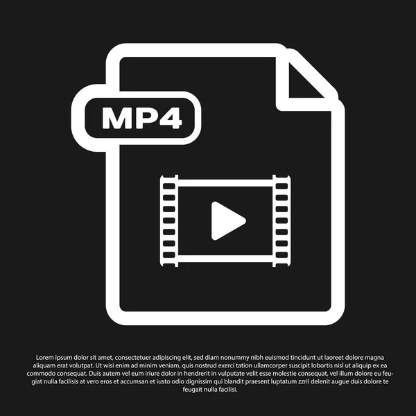 Documento de arquivo MP4 preto. Baixar ícone de botão mp4 isolado no fundo preto. Símbolo de arquivo MP4. Ilustração vetorial — Vetor de Stock