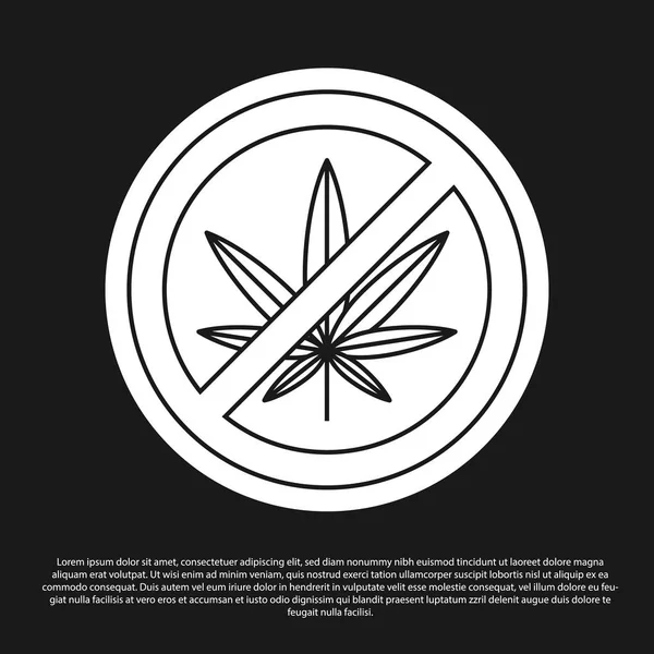 Black Stop marijuana atau cannabis ikon daun terisolasi pada latar belakang hitam. Jangan merokok ganja. Simbol Hemp. Ilustrasi Vektor - Stok Vektor